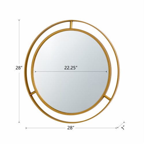 Glitzhome Oversized Glam Metal Round Wall Mirror - Gold Perspective: back