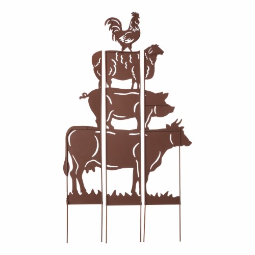 Glitzhome Farmhouse Silhouette Rustic Metal Yard Stake Perspective: back