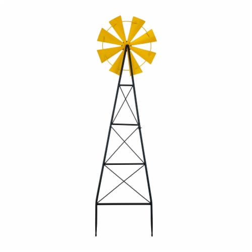 Glitzhome Metal Wind Spinner Yard Steak Spring Decor - Yellow Perspective: back