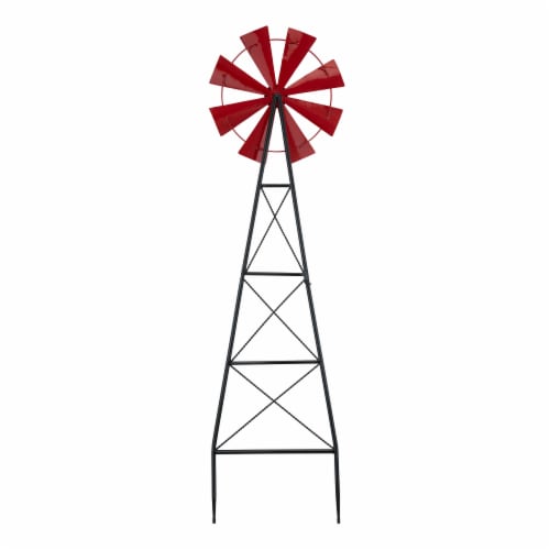 Glitzhome Metal Red Wind Spinner Yard Stake Spring Decor - Red Perspective: back