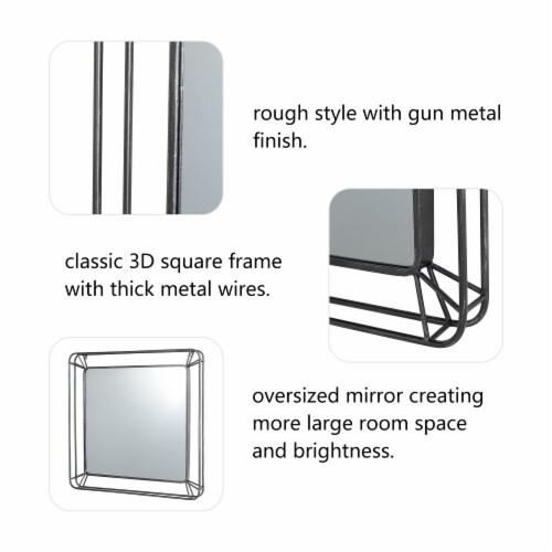 Glitzhome 29.5 x 29.5 Inch Square Metal Wall Mirror, Silver Perspective: back
