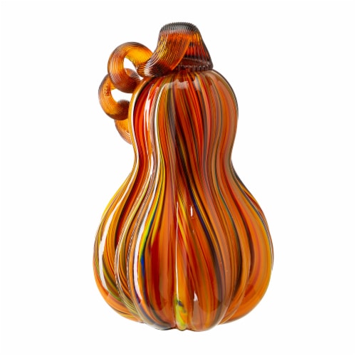 Glitzhome 8.5 Inch Tall Multi Striped Glass Gourd Perspective: back
