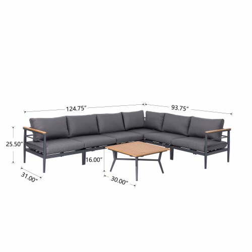 Glitzhome 7-Piece Outdoor Patio Black Aluminum Sectional Perspective: back