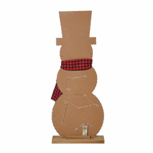 Glitzhome Lighted Snowman Wooden Porch Decor Perspective: back