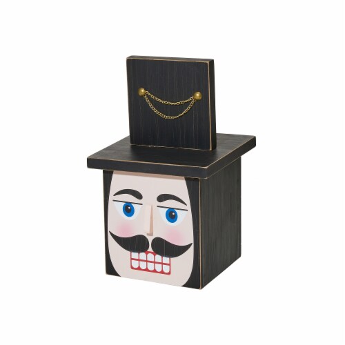 Glitzhome Block Nutcracker Wooden Porch Decor - Red / Black Perspective: back