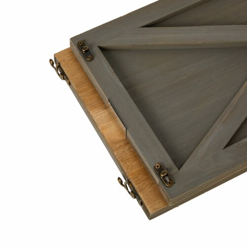 Glitzhome Wooden Tree Collar - Warm Gray Perspective: back