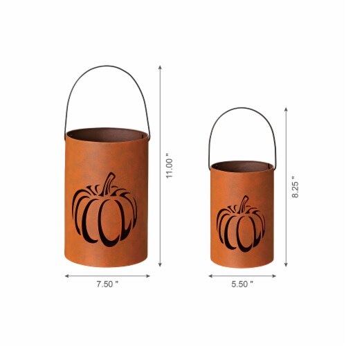 Glitzhome Set of Metal Cutout Pumpkin Bucket Perspective: back