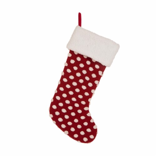 Glitzhome Two Pack 21 Inch Length Fabric Christmas Stocking - Pompom Perspective: back
