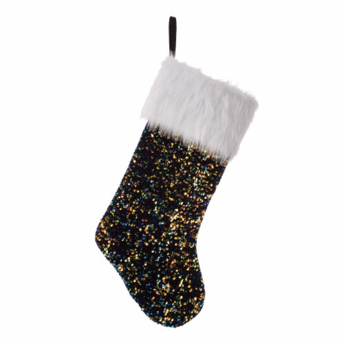 Glitzhome Two Pack 21 Inch Length Navy Blue Sequin Christmas Stocking Perspective: back