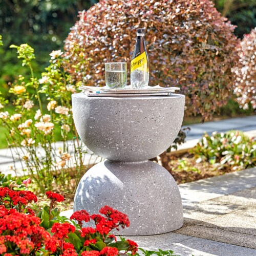 Glitzhome Modern Design Side Table Faux Terrazzo End Tables 17.75 Inch Height Perspective: back