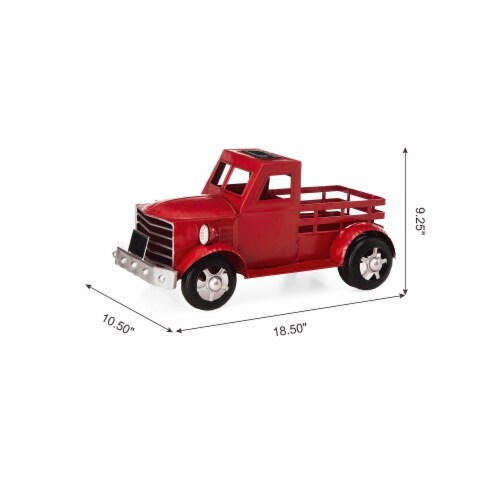Glitzhome 18.5 Inch Outdoor Planter Stand Red Metal Truck