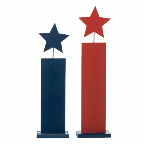 Glitzhome Set of 2 Wooden Patriotic/Americana Firecracker Table Sign Perspective: back