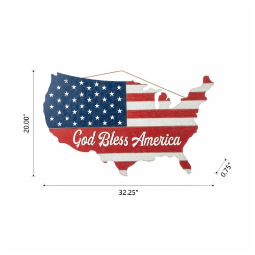 Glitzhome 32.25 Inch Length Wooden Patriotic America Map Wall Decor Perspective: back