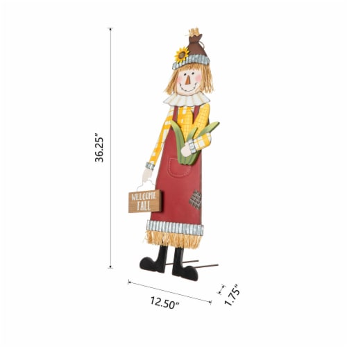 Glitzhome Fall Wooden Scarecrow Yard Stake Multi-functional Wooden Rustic Pallet Sign Perspective: back