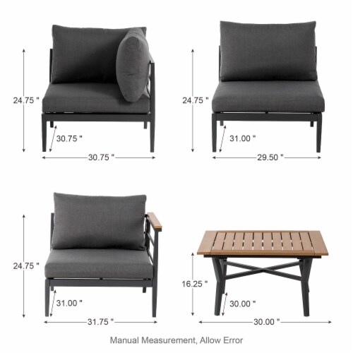 Glitzhome 9-Piece All-Weather Aluminum Patio Conversation Sets with Coffee Table Perspective: back