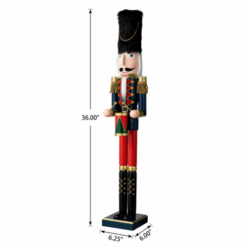 Glitzhome 36 Inch Tall Wooden Christmas Drummer Nutcracker, Set of One ...