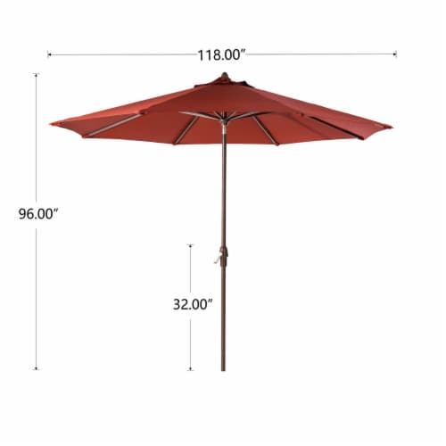 Glitzhome 9.8ft Red Aluminium Self Tilt Market Patio Umbrella, Olefin Fabric Perspective: back