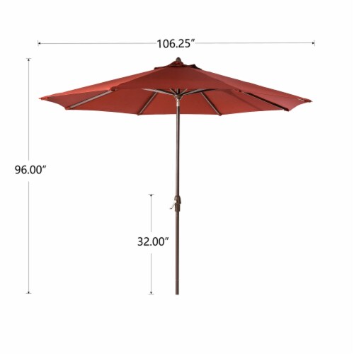 Glitzhome 8.8ft Wine Red Aluminium Self Tilt Market Patio Umbrella, Olefin Fabric Perspective: back