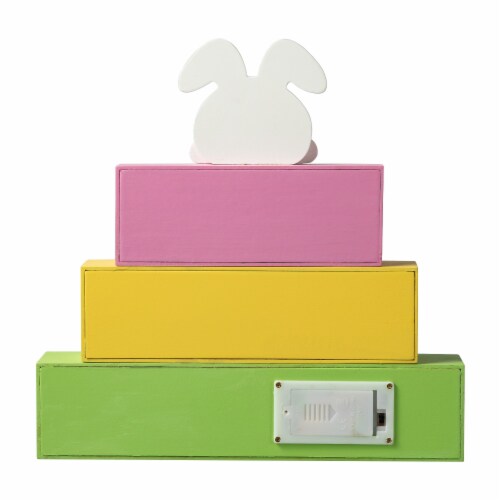 Glitzhome 12 L Easter LED Lighted Wooden Bunny Block Word Sign Perspective: back