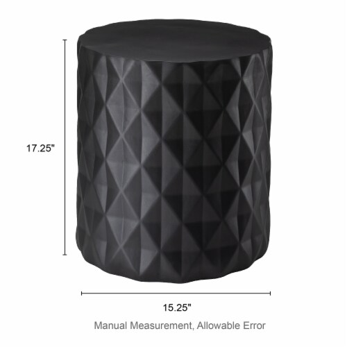 Glitzhome 17.25 Inch Black Diamond Textured Garden Stool/Planter Stand/Accent Table Perspective: back