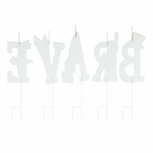 Glitzhome 43.25 L Set of 5 Patriotic/Americana BRAVE Yard Stake or Wall Decor Perspective: back