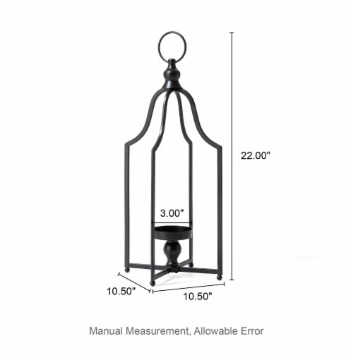 Glitzhome 22 Inch Tall Black Metal Lantern Frame Modern Farmhouse Decor Perspective: back