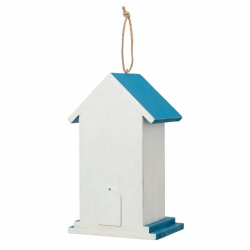 Glitzhome 11.75 H Distressed Solid Wood Daisy with Butterfly Birdhouses Perspective: back