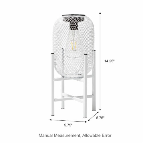 Glitzhome Set of Two 14.25 Inch H Solar Powered Outdoor Lantern White Metal Mesh with Stand Perspective: back