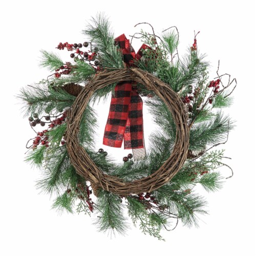 Glitzhome 24-in Indoor Green Pinecones Artificial Christmas Wreath in the  Artificial Christmas Wreaths department at