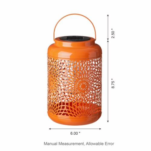Glitzhome Solar Lights Hanging Lantern Metal Hollowed-Out Design, Set of Two Perspective: back