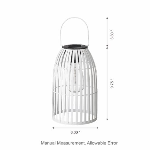 Glitzhome 9.75 Inch Outdoor Solar Light Metal Woven Lantern with Edison Bulb-Se of 2 Perspective: back