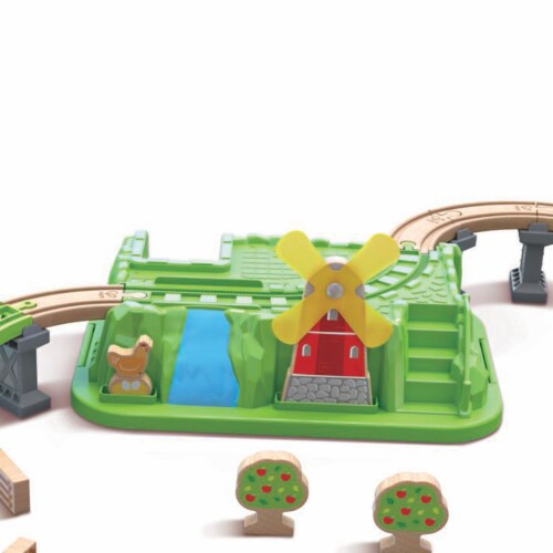Hape E3772 41 Piece Countryside Kids Train Track Toy Playset