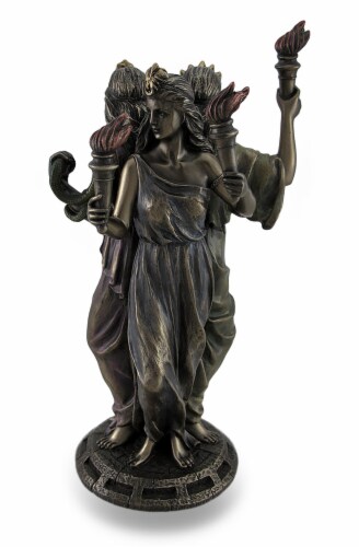 Bronze Finish Triple Form Hecate Greek Goddess of Magic Statue Perspective: back