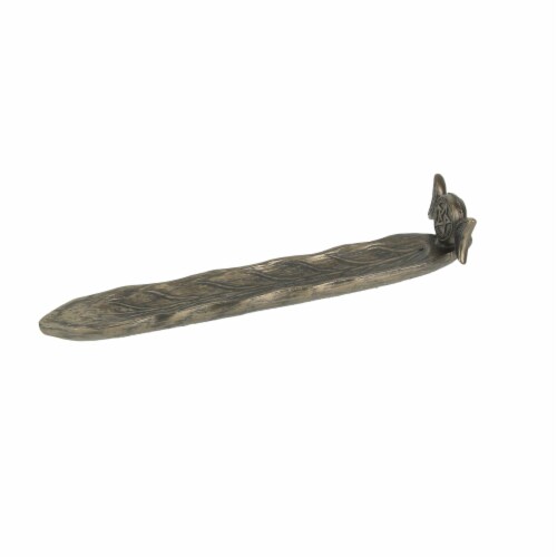 Triple Moon Pentacle Bronze Finished Stick Incense Burner Wicca Pagan Gothic Decor Perspective: back