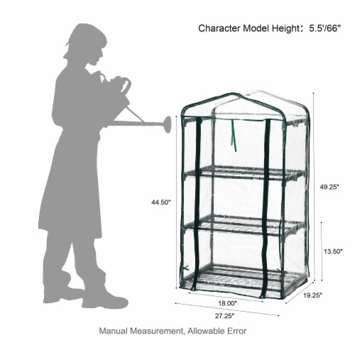 Glitzhome 49.25 Inch Tall Portable PVC Greenhouse, 3 Tier Perspective: back