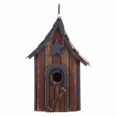Glitzhome Hanging Distressed Solid Wood Birdhouse Perspective: back