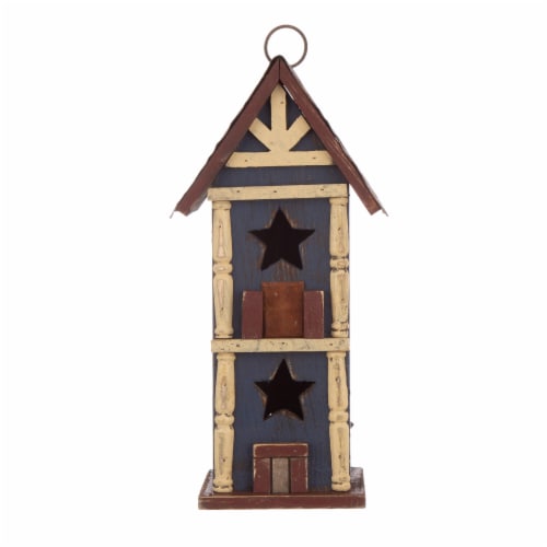 Glitzhome Solid Wood & Metal Rustic Style Birdhouse Perspective: back