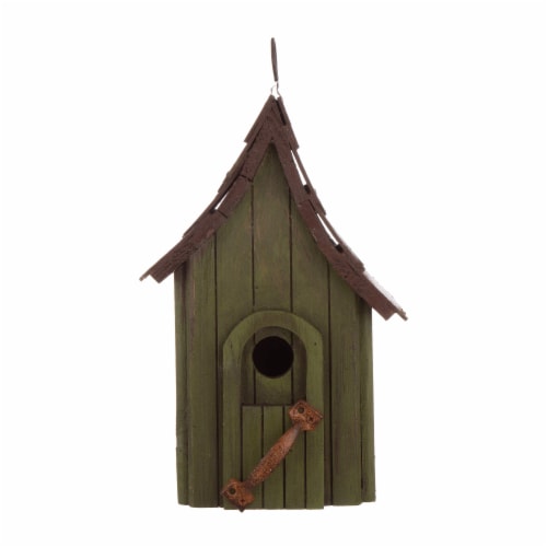 Glitzhome Hanging Distressed Wooden Birdhouse Perspective: back