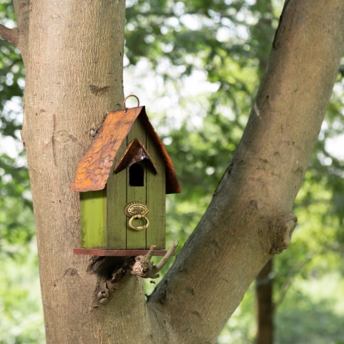 Glitzhome Rustic Garden Bird House Perspective: back