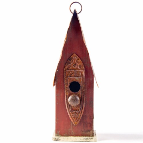 Glitzhome Hanging Distressed Wood Bird House Perspective: back
