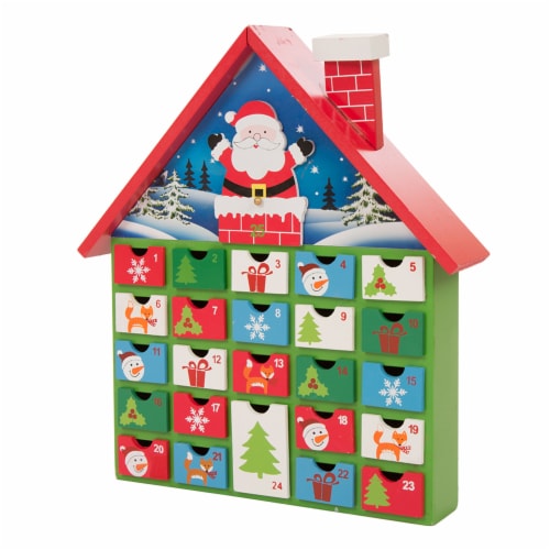 Food 4 Less Glitzhome Wooden House Advent Calendar with Drawers, 1 ct