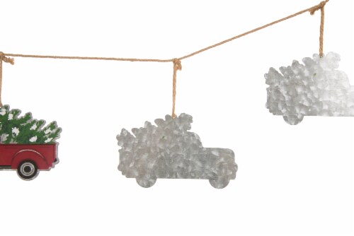 Glitzhome 6 Feet Metal Red Truck Garland Perspective: back