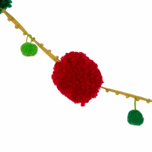 Glitzhome 8 Feet Multi Color Pompom Garland Perspective: back