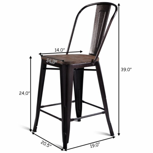 Costway 2 PC Metal Wood Counter Stool Kitchen Dining Bar Chairs Perspective: back