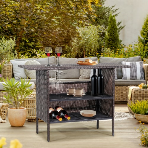 Rattan bar sales height table