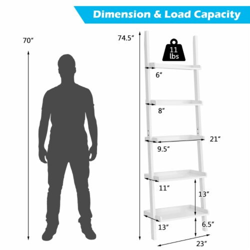 5 tier on sale white ladder shelf
