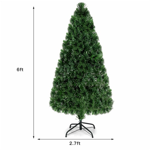 6Ft Pre-Lit Fiber Optic PVC Christmas Tree Metal Holiday Perspective: back
