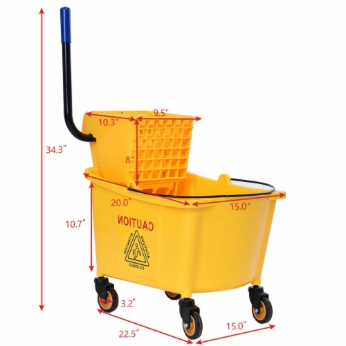 Costway 35 Quart Side Press Wringer Mop Bucket Mop Bucket Wringer Combo Perspective: back