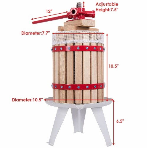 1.6 Gallon Fruit Wine Press Cider Apple Grape Crusher Juice Maker Tool Wood Perspective: back