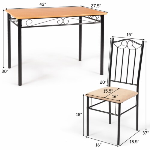 Costway 5 PC Dining Set Wood Metal 30 Table and 4 Chairs Black Kitchen Breakfast Furniture Perspective: back